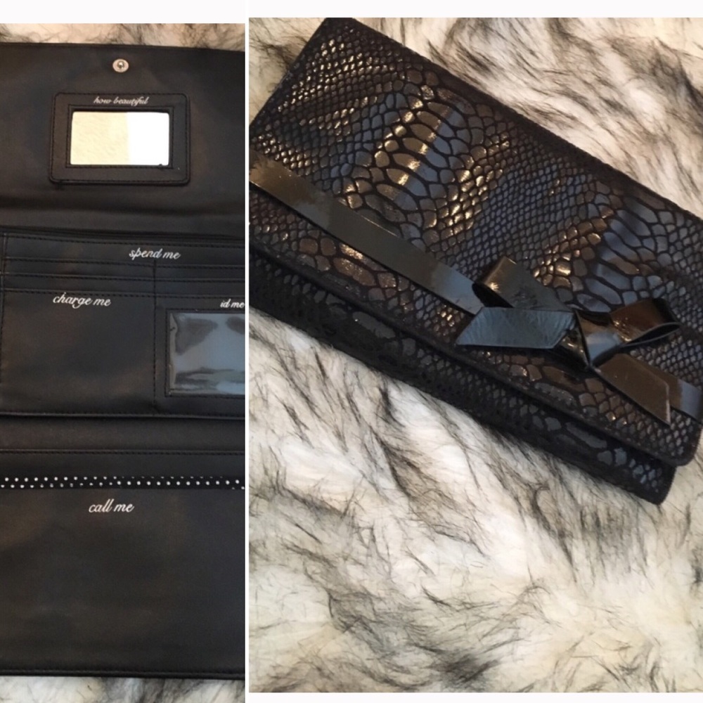 WHBM Black Faux Snake Clutch/ Wristlet